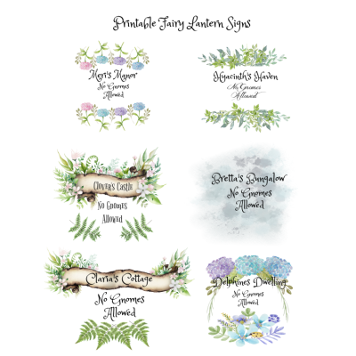8 x 10 Printable sheet with Fairy names for Spring lantern