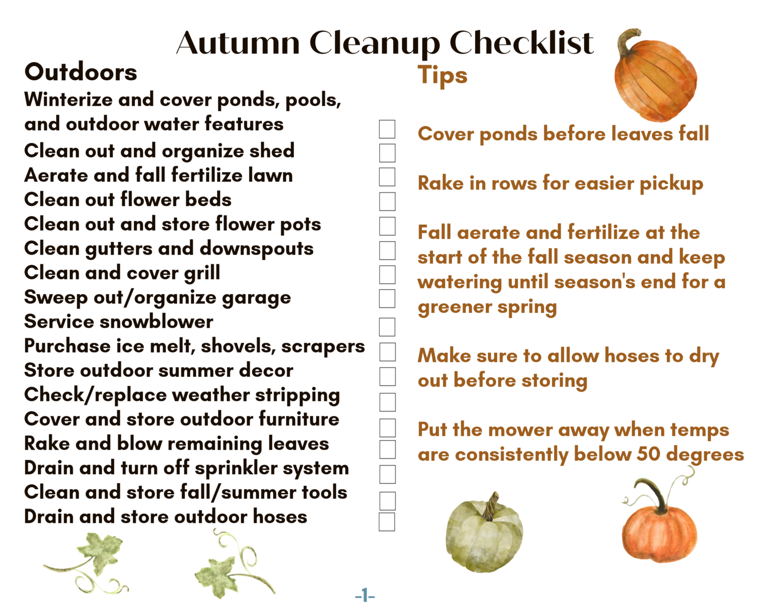 Autumn Cleanup Checklist and Printable my home of all seasons