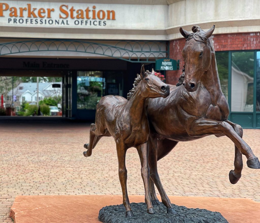 Image of stroll through town bronze horse statues