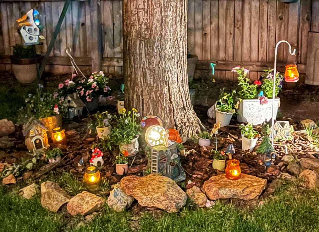 Image of a lighted fairy garden