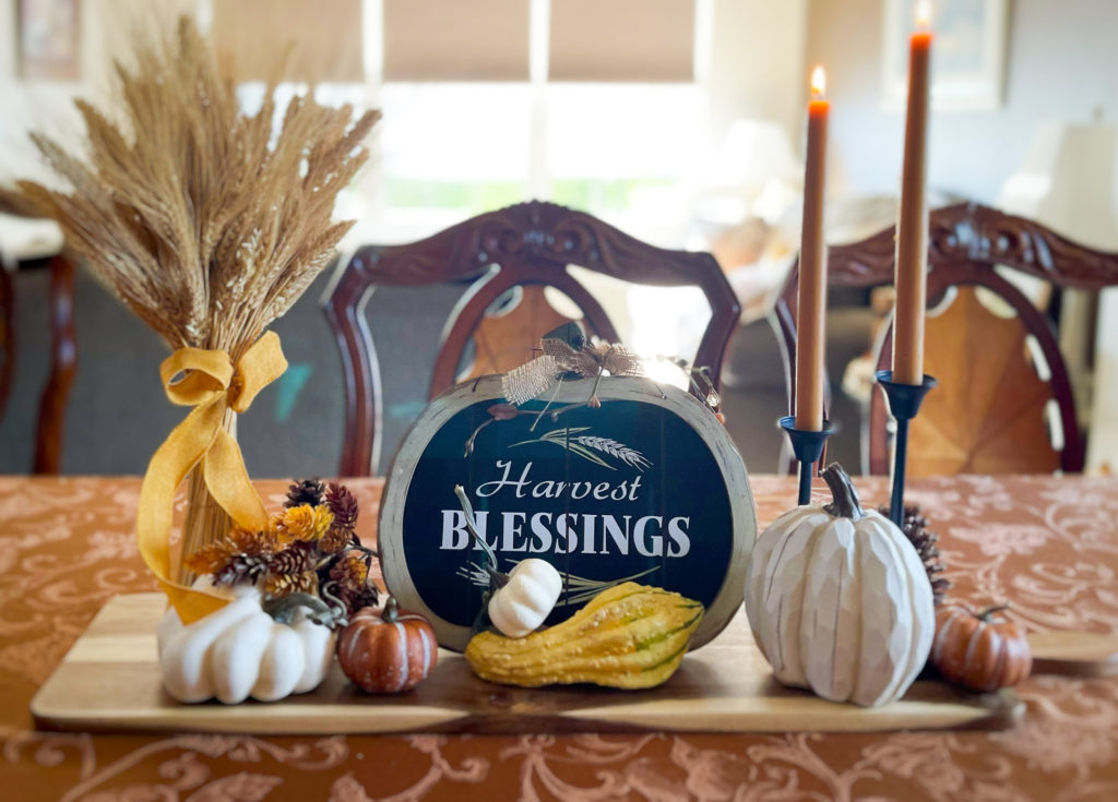 Thanksgiving Centerpiece with wheat bundle
