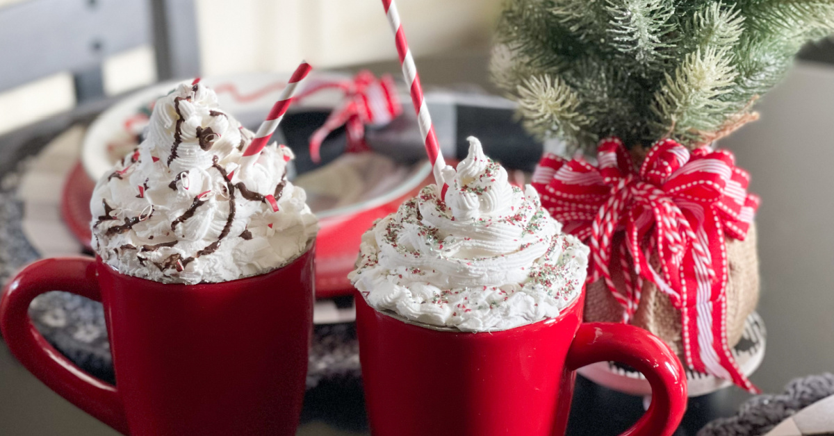 Mug Topper, Faux Whipped Cream With Faux Hot Chocolate Drizzle, Faux  Marshmallows and Red Stripped Straw 